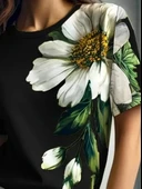 MDB Kadın Kısa Kollu Bisiklet Yaka çiçek Baskılı Süprem Bluz thumbnail 2