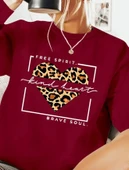 MDB Kadın Uzun Kollu Bisiklet Yaka Desenli Viskon Iki Iplik Bluz thumbnail 2