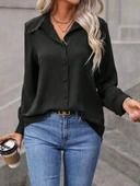 MDB Kadın Uzun Kollu Yakalı önden Düğmeli Aerobin Gömlek thumbnail 2