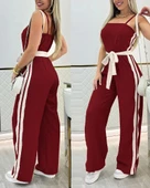 MDB Kadın Ip Askılı Straplez Belden Kuşaklı Viskon Iki Iplik Tulum thumbnail 1