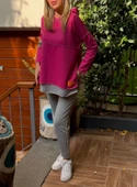 MDB Kadın Pembe Kapşonlu Etek Ucu Detay Arma Ters Dikiş Gorunumlu Ikili Takım thumbnail 6