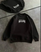 MDB Üç İplik Bisiklet Yaka Baskılı weathirt  iyah thumbnail 1