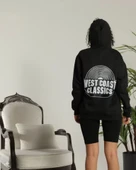 MDB Unisex ırt Baskılı Kapüşonlu Üç İplik Oversize weatshirt  iyah thumbnail 2