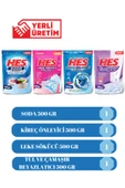 Hes Soda- Kireç Önleyici - Leke Sökücü - Tül ve Çamaşır Beyazlatıcı 500gr 4lü Temizlik Paket - 1