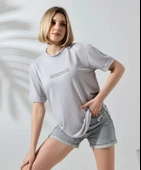 MDB Unisex Bisiklet Yaka Baskılı lim Fit Thirt  Boyalı Gri thumbnail 3