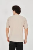 MDB Unisex Jakar Kumaş Rahat Kol Thirt  Bej thumbnail 3
