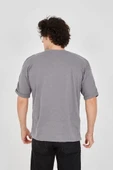 MDB Unisex Jakar Kumaş Rahat Kol Thirt  Gri thumbnail 3