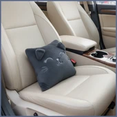 Kedi Nakış Desenli Pelüş Seyahat Yastığı / Araç Uçak Otobüs İçin Yumuşak Konforlu Kırlent 30x35 cm thumbnail 6