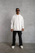 MDB Erkek Düz Kapüşonlu weat  Beyaz thumbnail 4