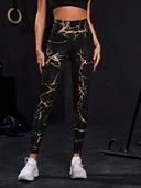 MDB Kadın Yüksek Bel Desenli Spor Tayt thumbnail 2