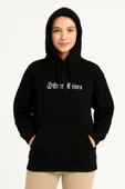 MDB Üç İplik Kapşonlu ön Ve Arka Baskılı weathirt Hoodie iyah thumbnail 1