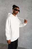 MDB Erkek Düz Kapüşonlu weat  Beyaz thumbnail 2