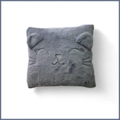 Kedi Nakış Desenli Pelüş Seyahat Yastığı / Araç Uçak Otobüs İçin Yumuşak Konforlu Kırlent 30x35 cm thumbnail 4