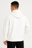 MDB Erkek Ovarsize Kapüşonlu wetshirt Kanguru Çepli Cıtcıtlı 3 Iplik Şardonlu Hoodie  Beyaz thumbnail 3