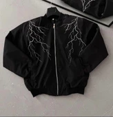 MDB Yıldırım Baskılı Uzun Kol Bomber Ceket  iyah thumbnail 2