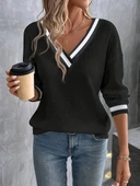 MDB Kadın Uzun Kollu V Yakalı Waffle Bluz thumbnail 2