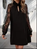 MDB Kadın Uzun Kollu Damla Detaylı Sandy Mini Elbise thumbnail 2