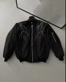 MDB Yıldırım Baskılı Uzun Kol Bomber Ceket  iyah thumbnail 1