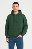 MDB Erkek Ovarsize Kapüşonlu wetshirt Kanguru Çepli Cıtcıtlı 3 Iplik Şardonlu Hoodie  Haki thumbnail 3