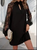 MDB Kadın Uzun Kollu Damla Detaylı Sandy Mini Elbise thumbnail 1