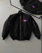 MDB Tam Fermuarlı Uzun Kol Baskılı Bomber Ceket  iyah thumbnail 1