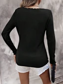 MDB Kadın Uzun Kollu V Yakalı Kaşkorse Bluz thumbnail 3