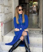 MDB Kadın Uzun Kollu önden Fermuarlı Ithal Krep Elbise thumbnail 1