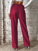 MDB Kadın önden Fermuarlı Cepli Geniş Kesim Lame Deri Pantolon thumbnail 4