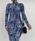 MDB Kadın Uzun Kollu Mikro Midi Elbise thumbnail 2