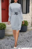 MDB Kadın Uzun Kollu Bisiklet Yaka Kuşaklı Iki Iplik Elbise thumbnail 1