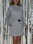 MDB Kadın Uzun Kollu Bisiklet Yaka Kuşaklı Iki Iplik Elbise thumbnail 5