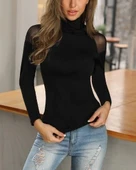 MDB Kadın Omuzları Tül Balıkçı Yaka Viskon Kumaş Bluz thumbnail 5