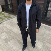 MDB Erkek Kadife Oversize Takım – Gömlek Ve Pantolon İkili et Füme Corduroy Şıklığı, Rahat Ve Zarif Duruş Yumuşak Dokulu - 4