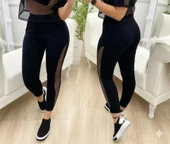 MDB Kadın Yüksek Bel File Detaylı Dar Kesim Viskon Iki Iplik Pantolon thumbnail 1