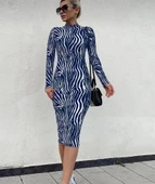 MDB Kadın Uzun Kollu Mikro Midi Elbise thumbnail 1