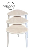 Bohem Tasarım Traverten 3’lü Zigon Sehpa Takımı 1.Kalite MDF Ağaç Ayak Oval Sehpa thumbnail 1