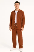 MDB Erkek Kadife Oversize Takım – Gömlek Ve Pantolon İkili et Füme Corduroy Şıklığı, Rahat Ve Zarif Duruş Yumuşak Dokulu - 2