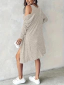 MDB Kadın Askılı Yuvarlak Yakalı önü Düğmeli şardonlu Kaşkorse Mini Elbise Ve Kısa Ceket thumbnail 3