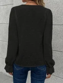 MDB Kadın Uzun Kollu V Yakalı önden Düğmeli Bluz thumbnail 4