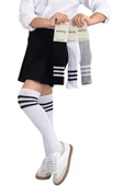 Kız Çocuk Dizaltı Çorap  3 Çift Beyaz-Siyah-Siyah thumbnail 3