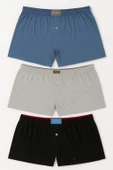 Erkek Havlubel Boxer 3'lü Set | Çok Renkli Basic Pamuklu Külot Rahat İç Çamaşırı thumbnail 1
