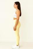 Yüksek Bel Basic Kadın Tayt 3'lü Set | Açık Sarı Renk Paket | Spor, Yoga, Günlük Esnek Tayt thumbnail 4