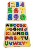 Alfabe ve Rakam Puzzle İkili Set - Ahşap Tabanlı ve PLA Harf/Rakamlar Eğitici Oyuncak thumbnail 1