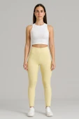 Yüksek Bel Basic Kadın Tayt 3'lü Set | Açık Sarı Renk Paket | Spor, Yoga, Günlük Esnek Tayt thumbnail 2