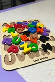 Alfabe ve Rakam Puzzle İkili Set - Ahşap Tabanlı ve PLA Harf/Rakamlar Eğitici Oyuncak thumbnail 2