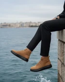 ET0713 Bağcıklı Yüksek Taba Süet Siyah Taban Erkek Tarz Spor Bot thumbnail 3