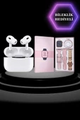3 Kordonlu Pembe Amoled Ekran Akıllı Saat ve Yeni Nesil Pro Kablosuz Bluetooth Kulaklık ANC/ENC - 3