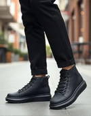 ET0713 Bağcıklı Yüksek Siyah Taban Erkek Tarz Spor Bot thumbnail 1