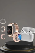 3 Kordonlu Pembe Amoled Ekran Akıllı Saat ve Yeni Nesil Pro Kablosuz Bluetooth Kulaklık ANC/ENC - 5