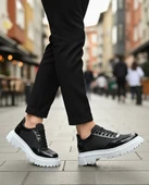 ET0243 Bağcıklı Rugan Paraşüt Detaylı Yüksek Taban Siyah Erkek Ayakkabı thumbnail 1